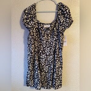 Black Floral No Boundaries Babydoll Dress NWT